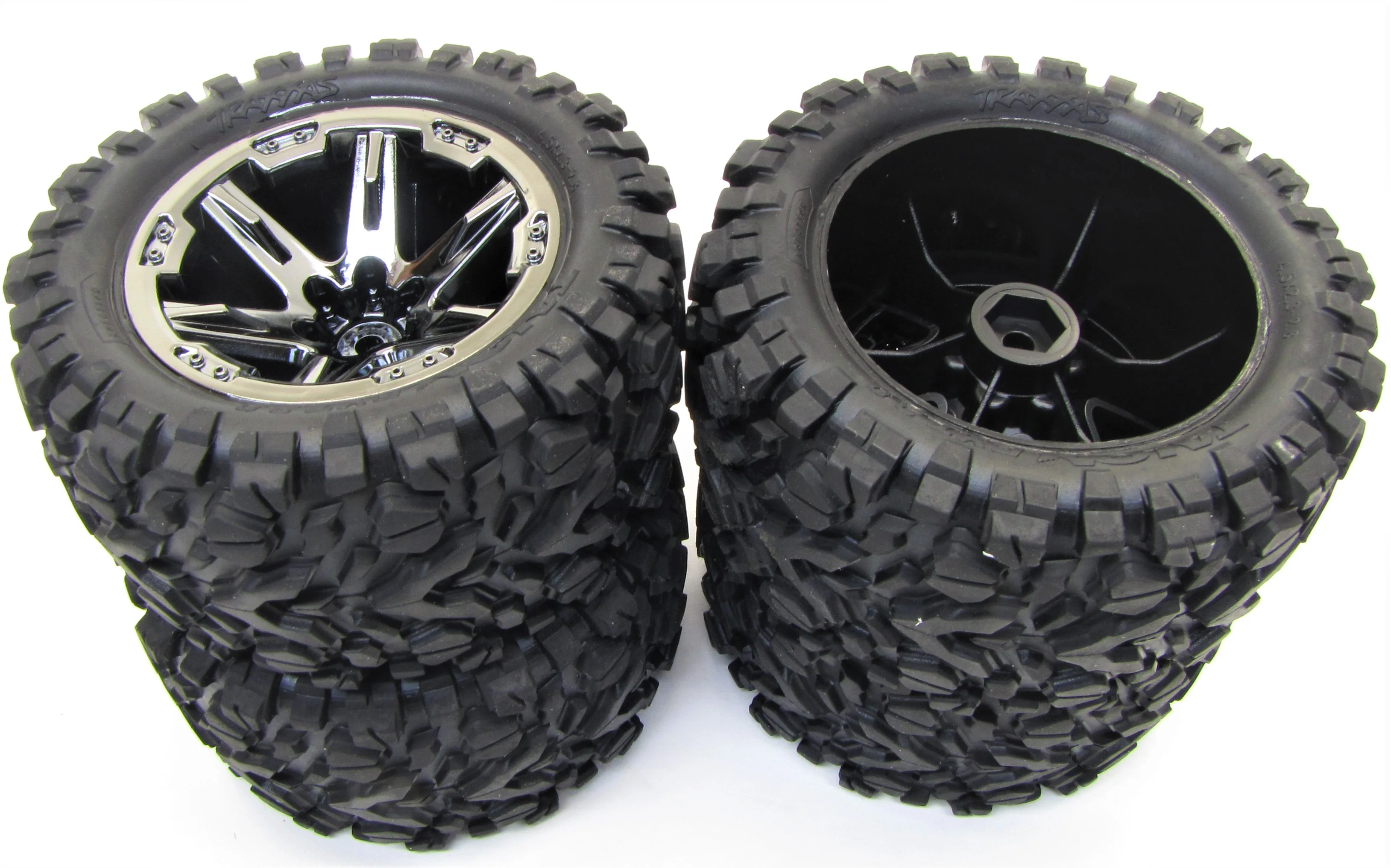 RUSTLER 4x4 TIRES, Wheels assembled (Black Chome Talon Tyres VXL 67376-4 - Image 2
