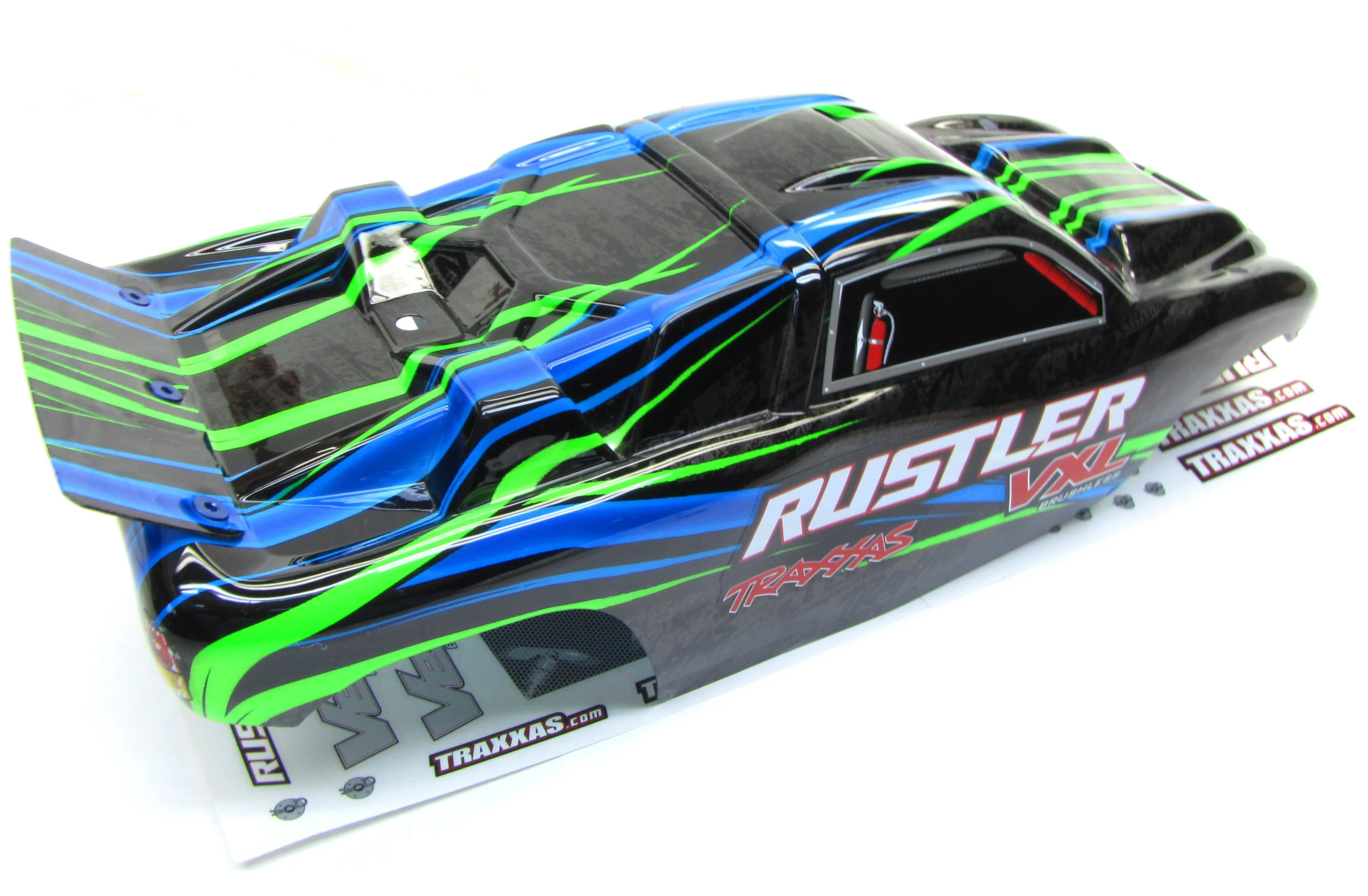 RUSTLER VXL Painted GREEN BODY shell (cover ProGraphix trimmed rtr Traxxas 3707 - Image 2