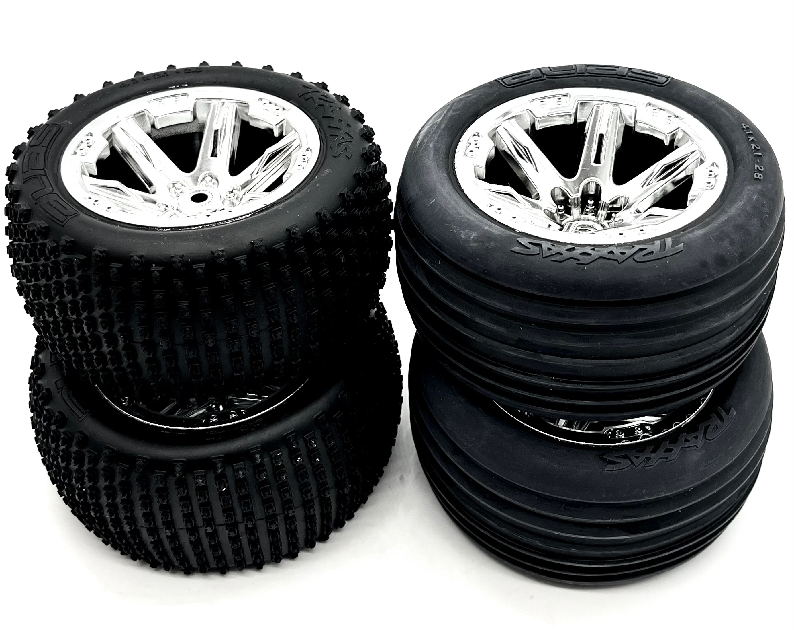 Rustler 2WD BL-2s TIRES (F/R Tyres WHEELS (4) Assembled 3772A, 3771R 37354-4 - Image 3