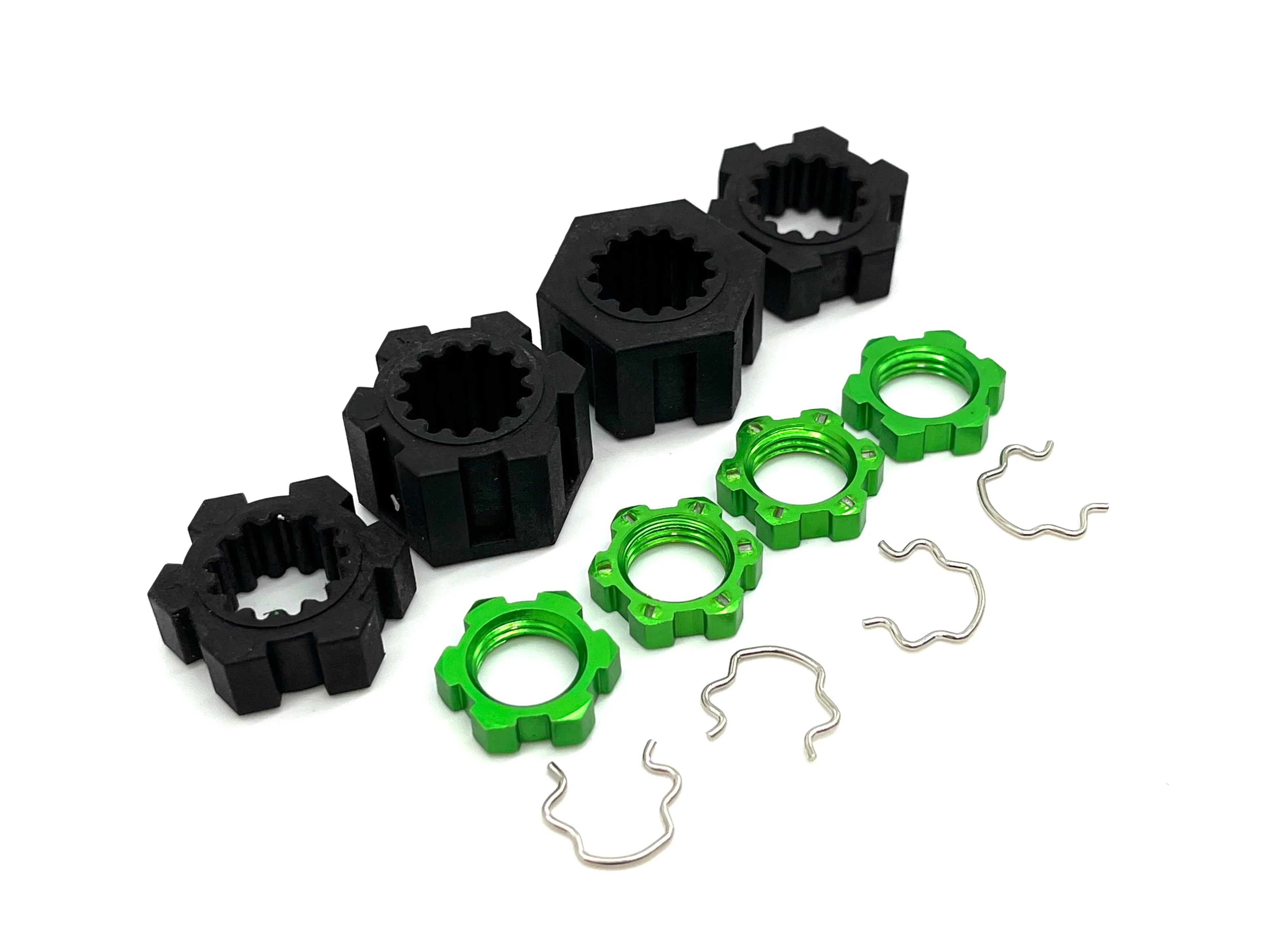SAND CAR 17mm GREEN wheel hex nuts, 23mm splined hubs, clips front/rear Traxxas 109076-4 - Image 2