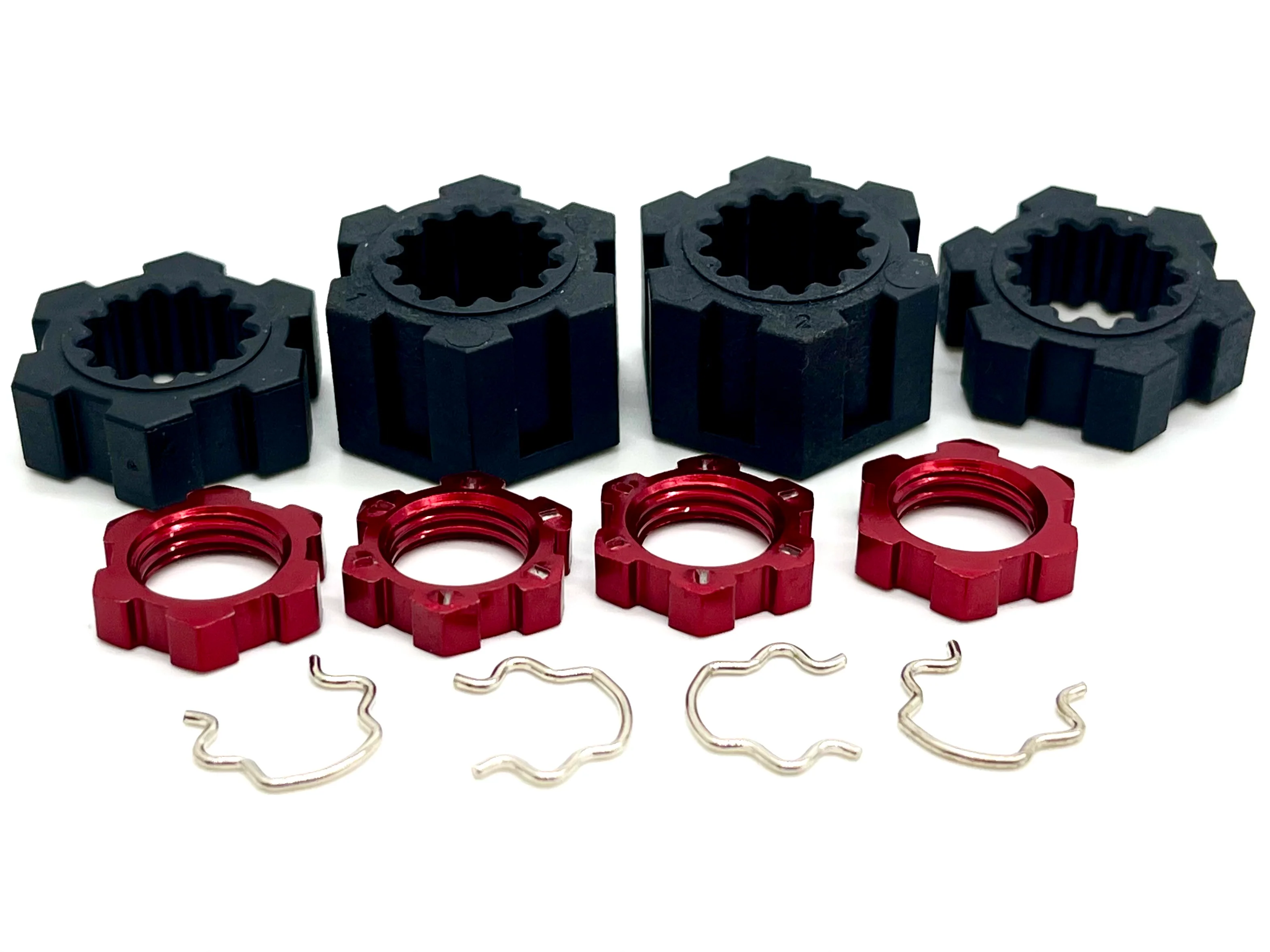 SAND CAR 17mm RED wheel hex nuts, 23mm splined hubs, clips front/rear Traxxas 109076-4