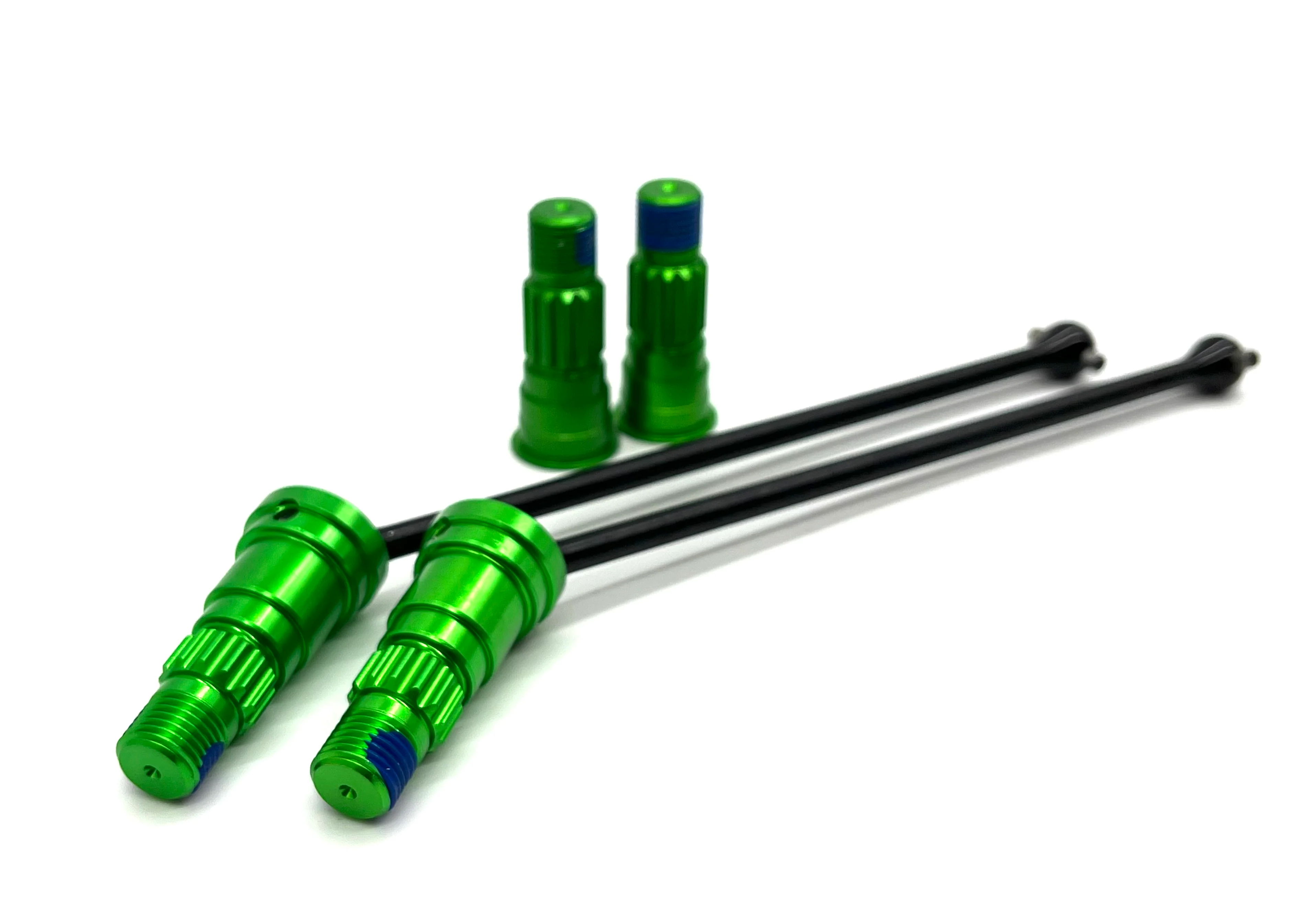 SAND CAR DRIVE Shafts, Rear  (w/GREEN anodized alum Stub Axles X-MaxxTraxxas 109076-4