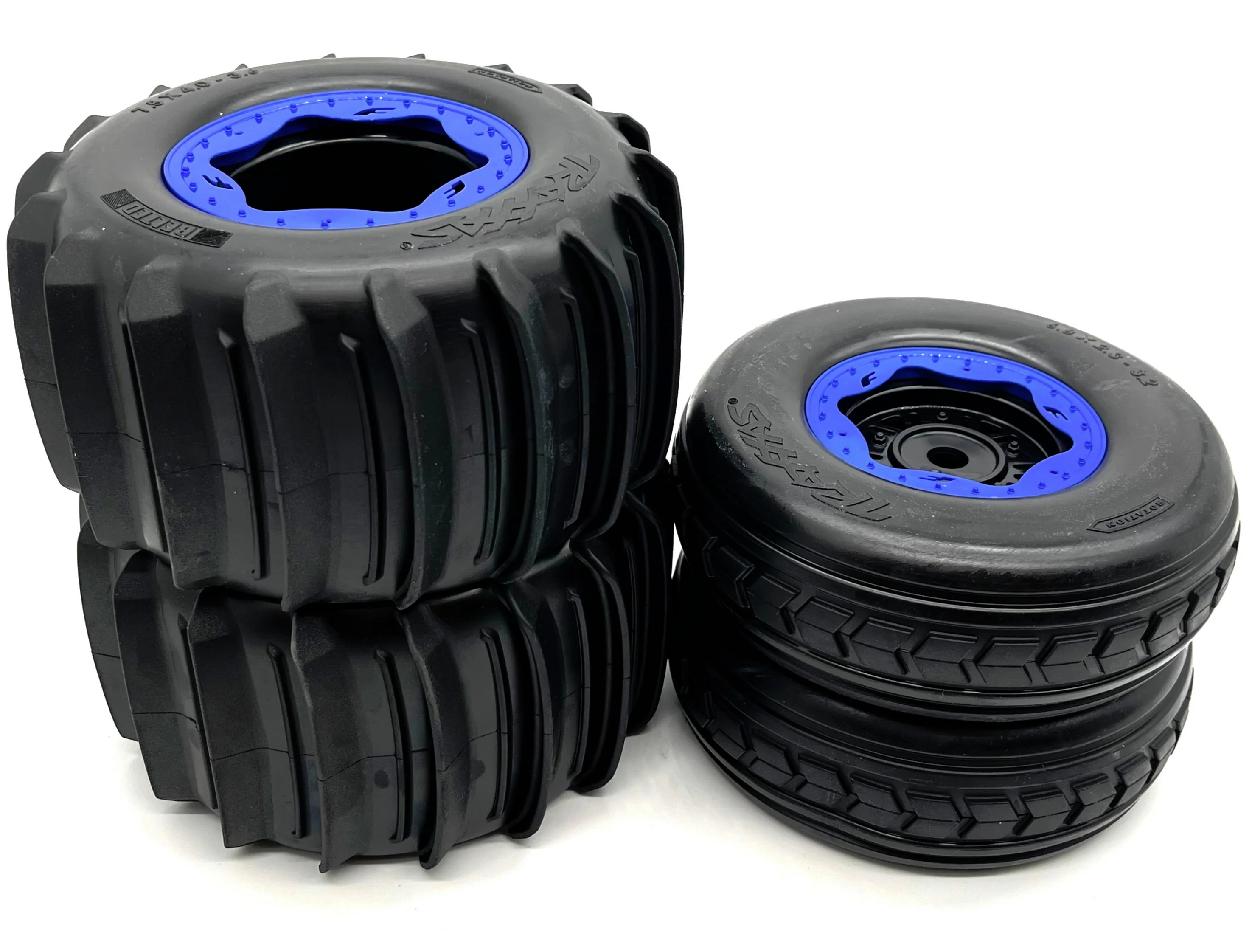 SAND CAR Wheels & Tires (Blue) Factory Glued Assembled Front/Rear Traxxas 109076-4