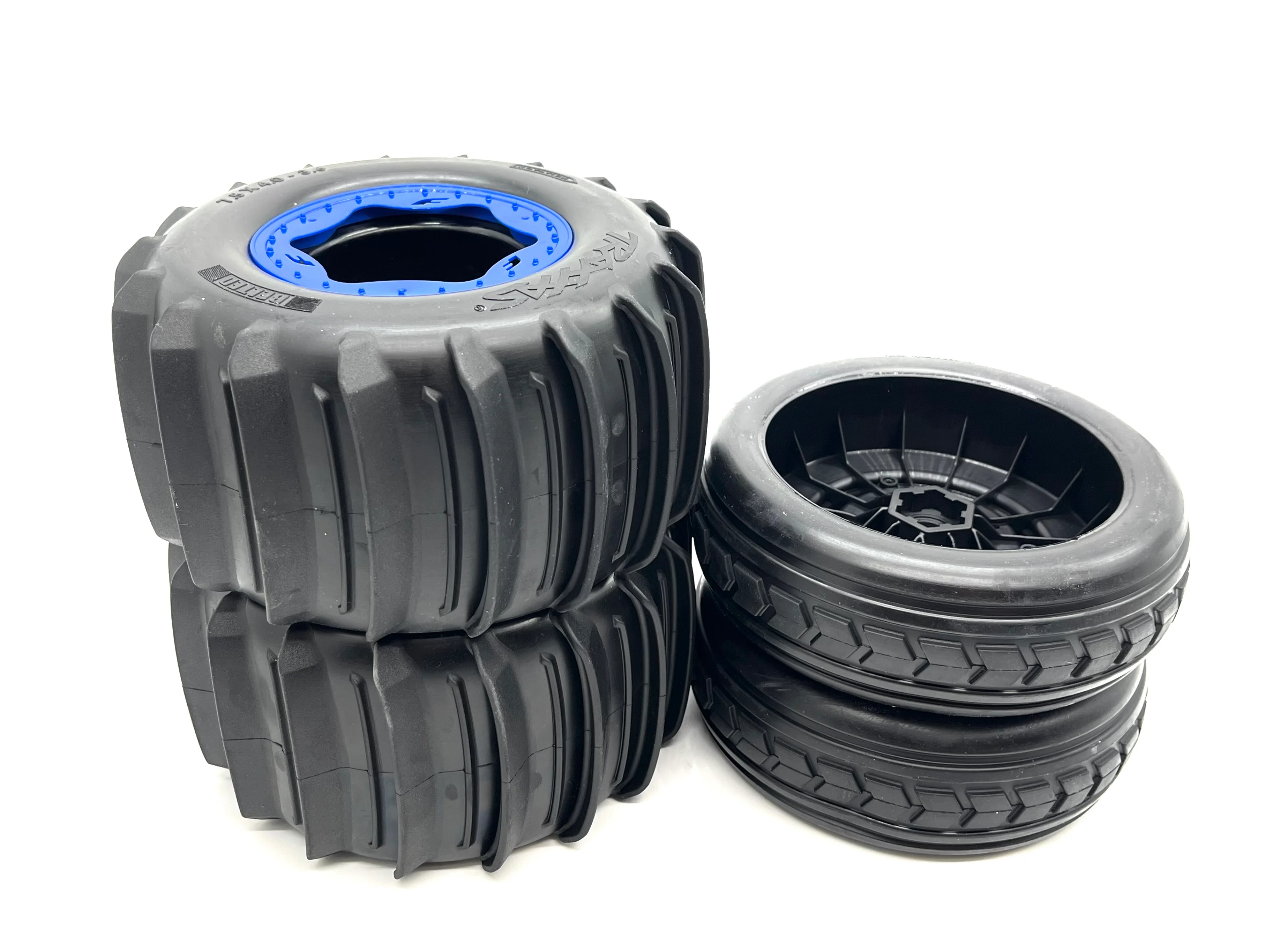 SAND CAR Wheels & Tires (Blue) Factory Glued Assembled Front/Rear Traxxas 109076-4 - Image 2
