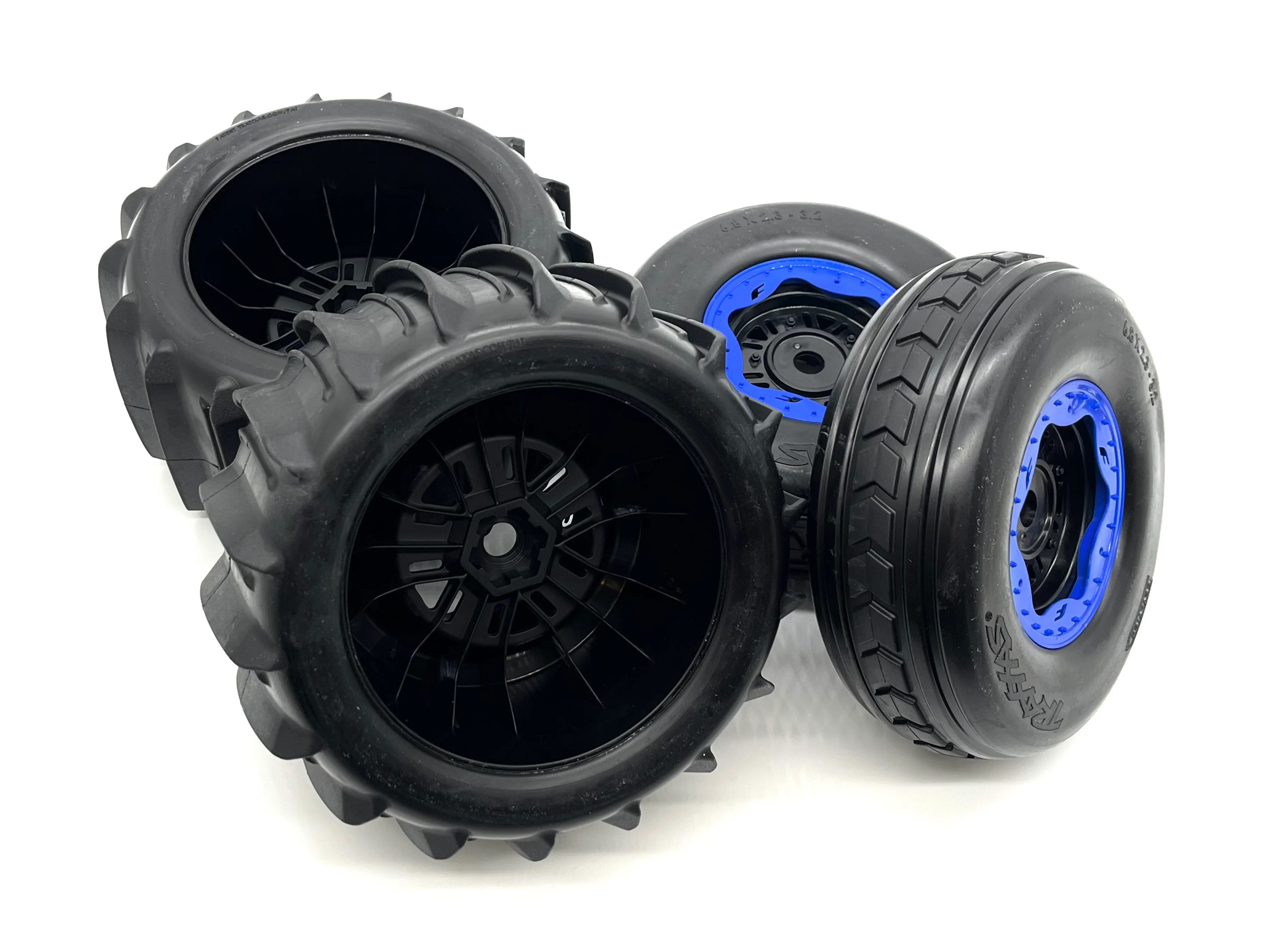 SAND CAR Wheels & Tires (Blue) Factory Glued Assembled Front/Rear Traxxas 109076-4 - Image 3