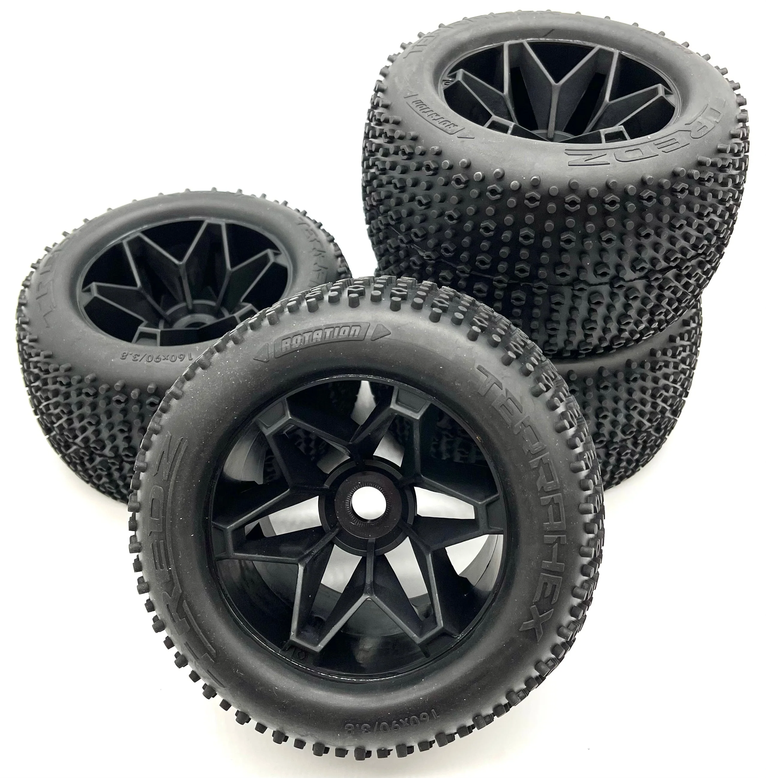 Savage XL 5.9 GTXL-6 - TIRES & WHEELS (4) Stealth Black  tyres 17mm hex xl flux HPI 160102 - Image 2