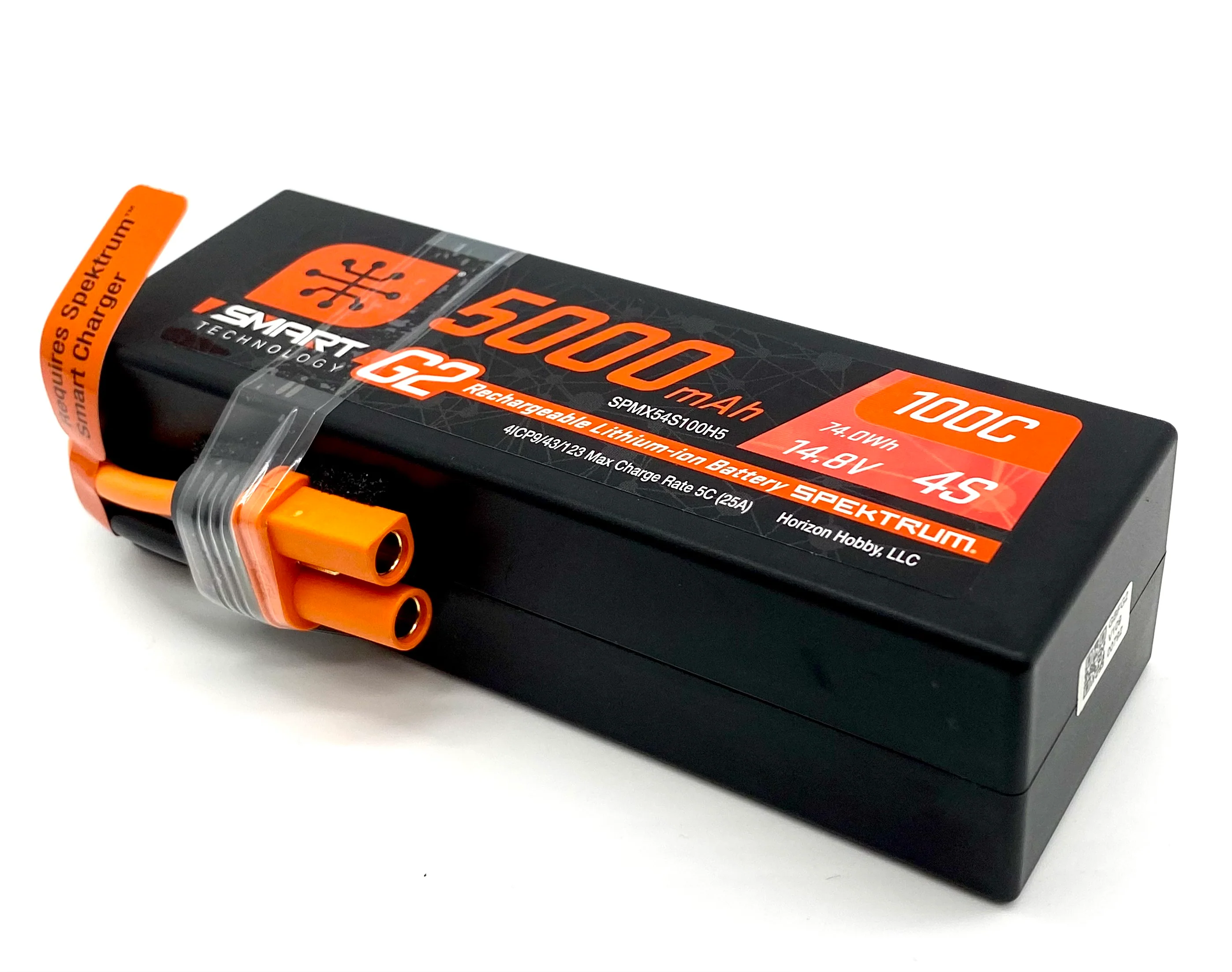 Spektrum 14.8V 5000mAh 4S 100C Smart G2 LiPo Battery IC5 SPMX54S50H5 (No box) - Image 2
