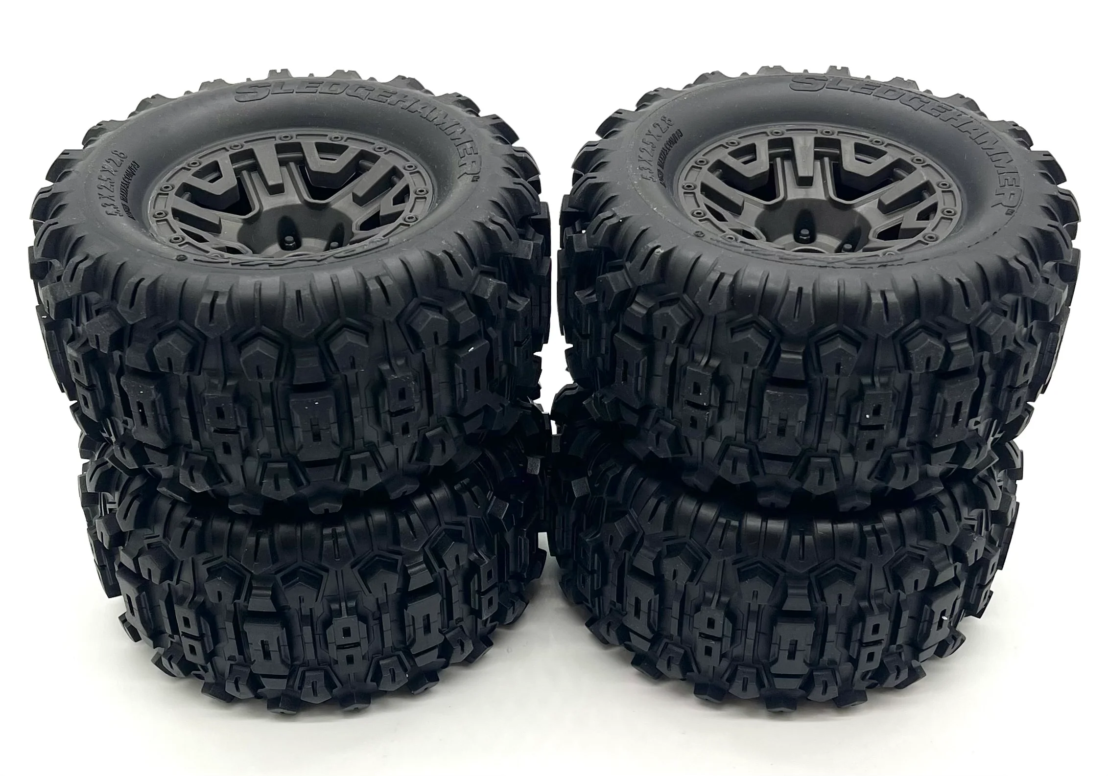 Stampede 4x4 BL-2S TIRES & WHEELS (4) Tyres, Sledgehammer, gray Traxxas 67154-4 - Image 3