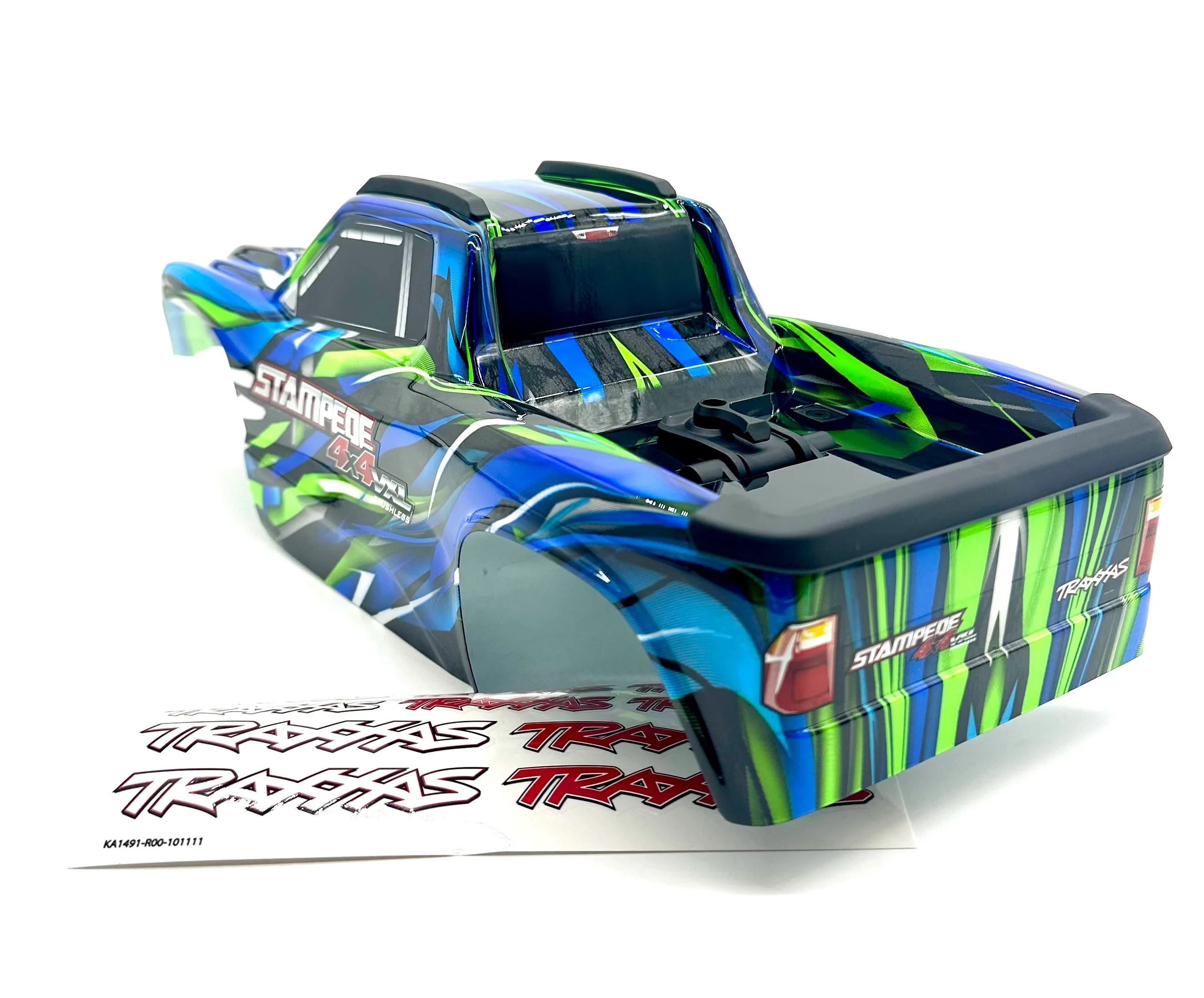 Stampede 4x4 VXL BODY Shell (GREEN 9014-GRN Cover Shell hoss decals 90376-4 - Image 2