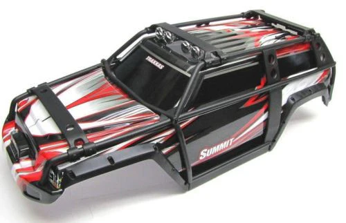 Summit UPDATED BODY (BLACK & RED ExoCage Cover Shell painted Traxxas 5607