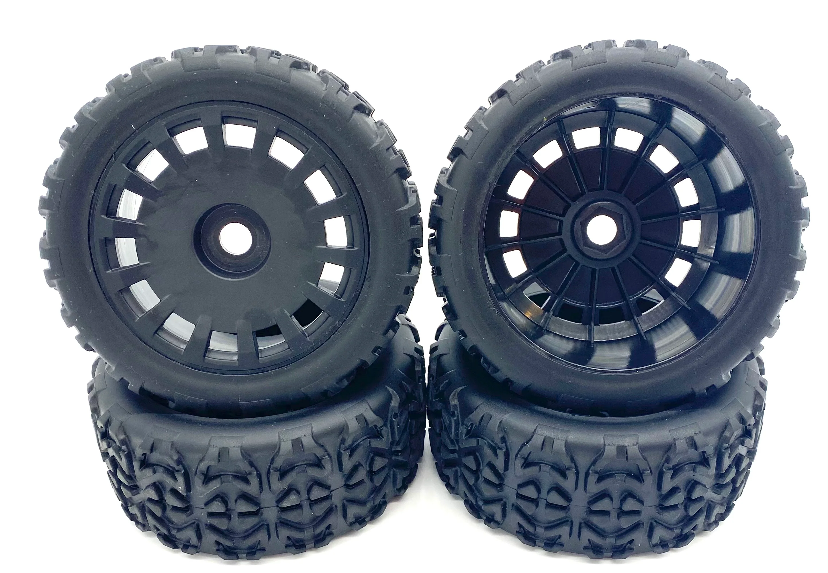 Team Corally SHOGUN - TIRES & Wheels (Truggy tyres black rims 6s XP C-00177