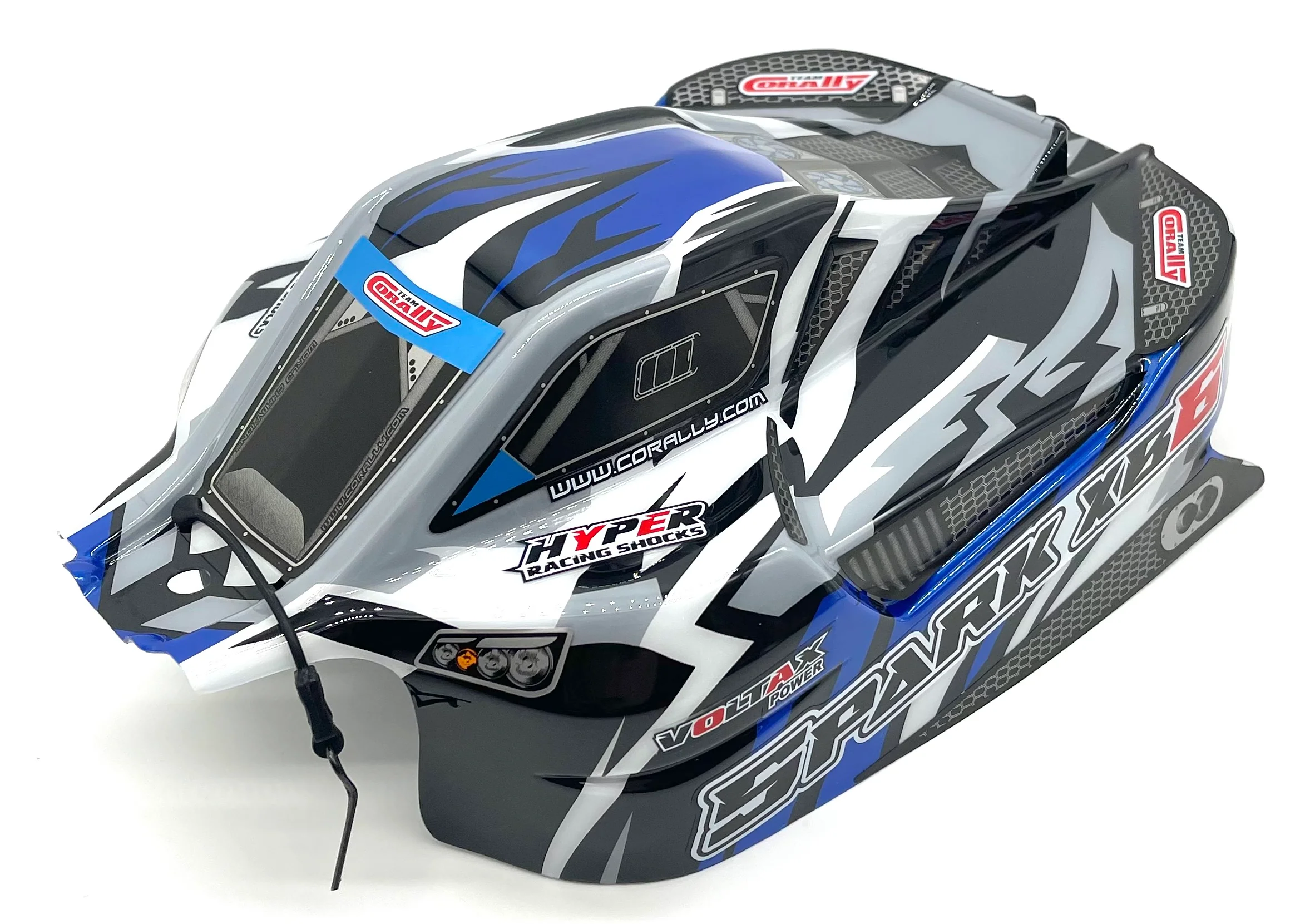 Team Corally SPARK XB6 - Body Shell (Blue polycarbonate cover & Body Pins C-00285