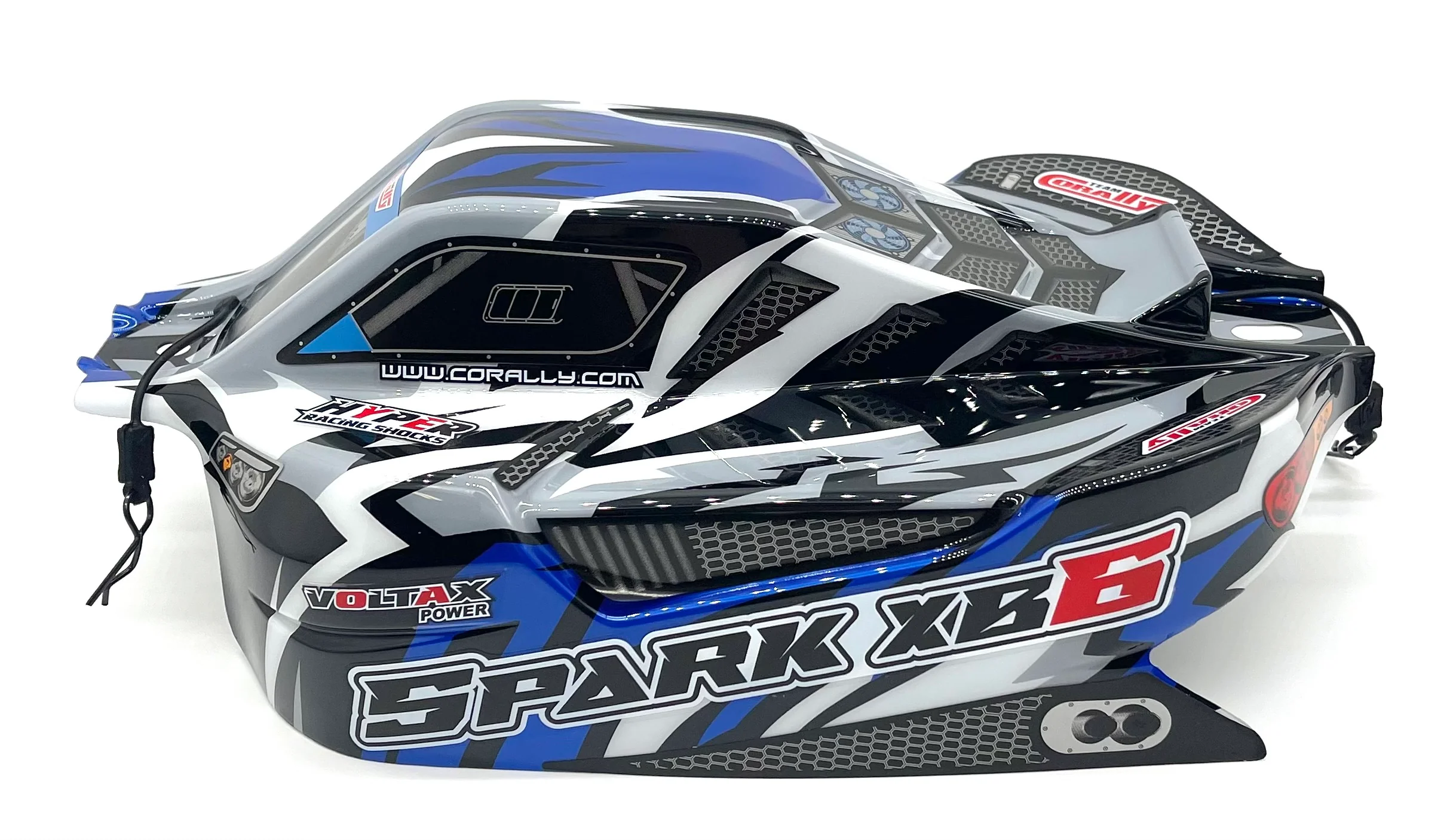 Team Corally SPARK XB6 - Body Shell (Blue polycarbonate cover & Body Pins C-00285 - Image 3