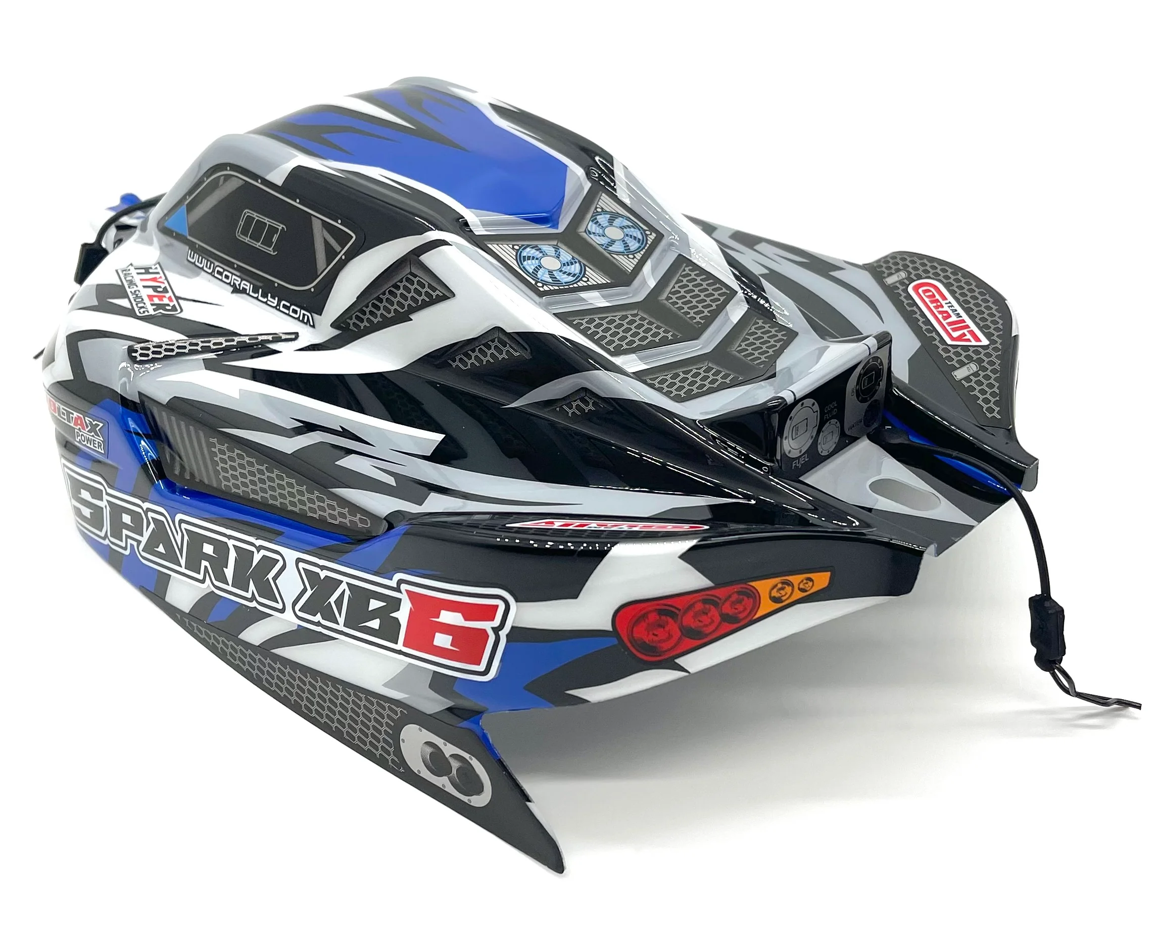 Team Corally SPARK XB6 - Body Shell (Blue polycarbonate cover & Body Pins C-00285 - Image 4