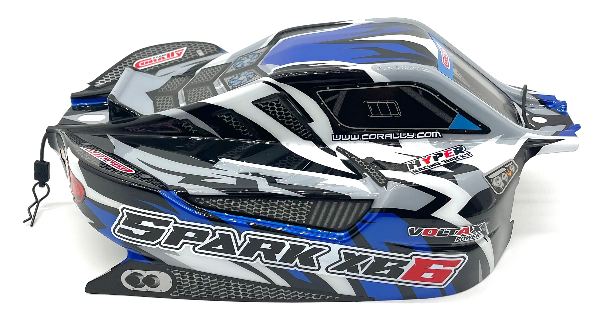 Team Corally SPARK XB6 - Body Shell (Blue polycarbonate cover & Body Pins C-00285 - Image 6