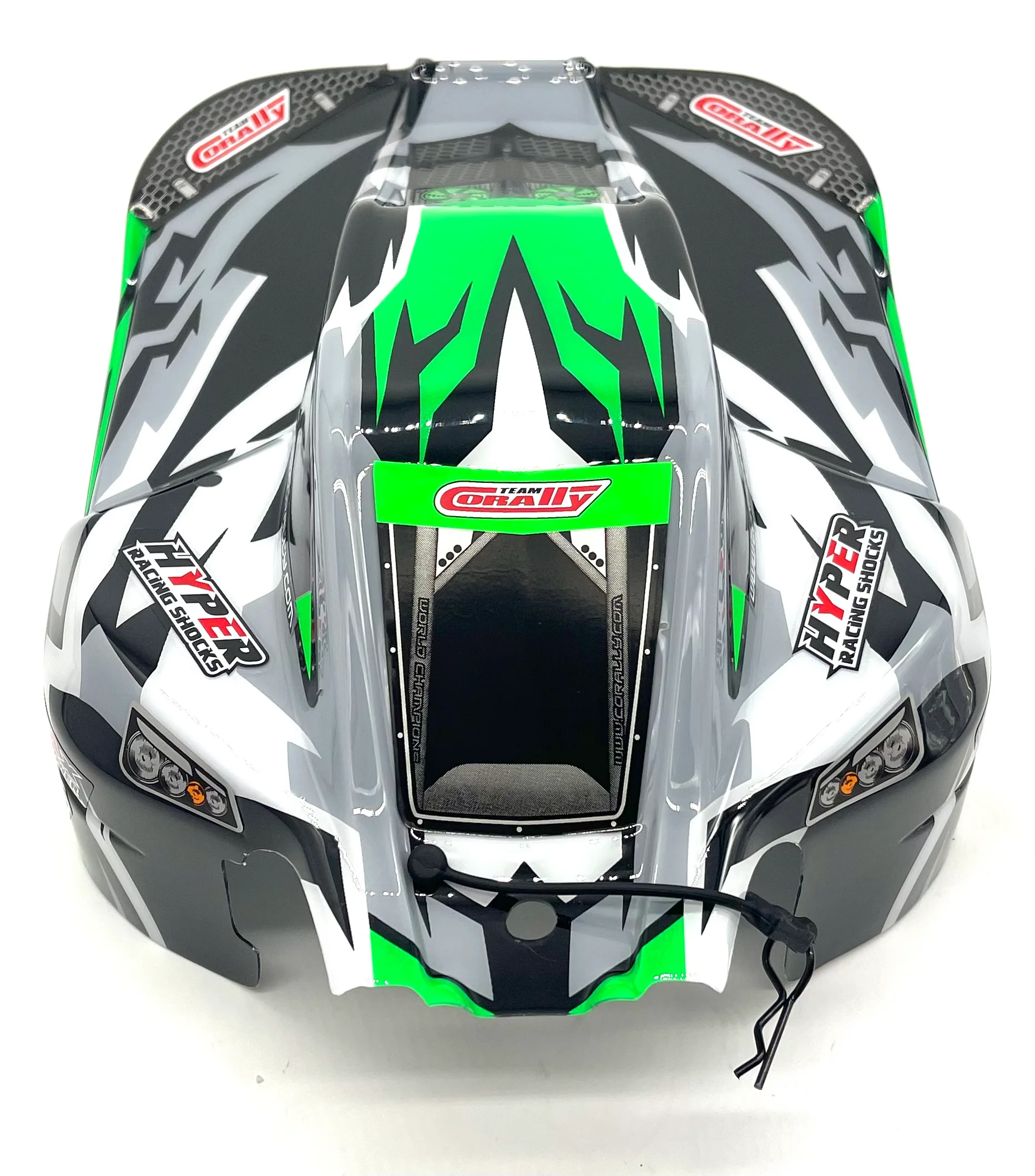 Team Corally SPARK XB6 - Body Shell (Green polycarbonate cover & Body Pins C-00285 - Image 6