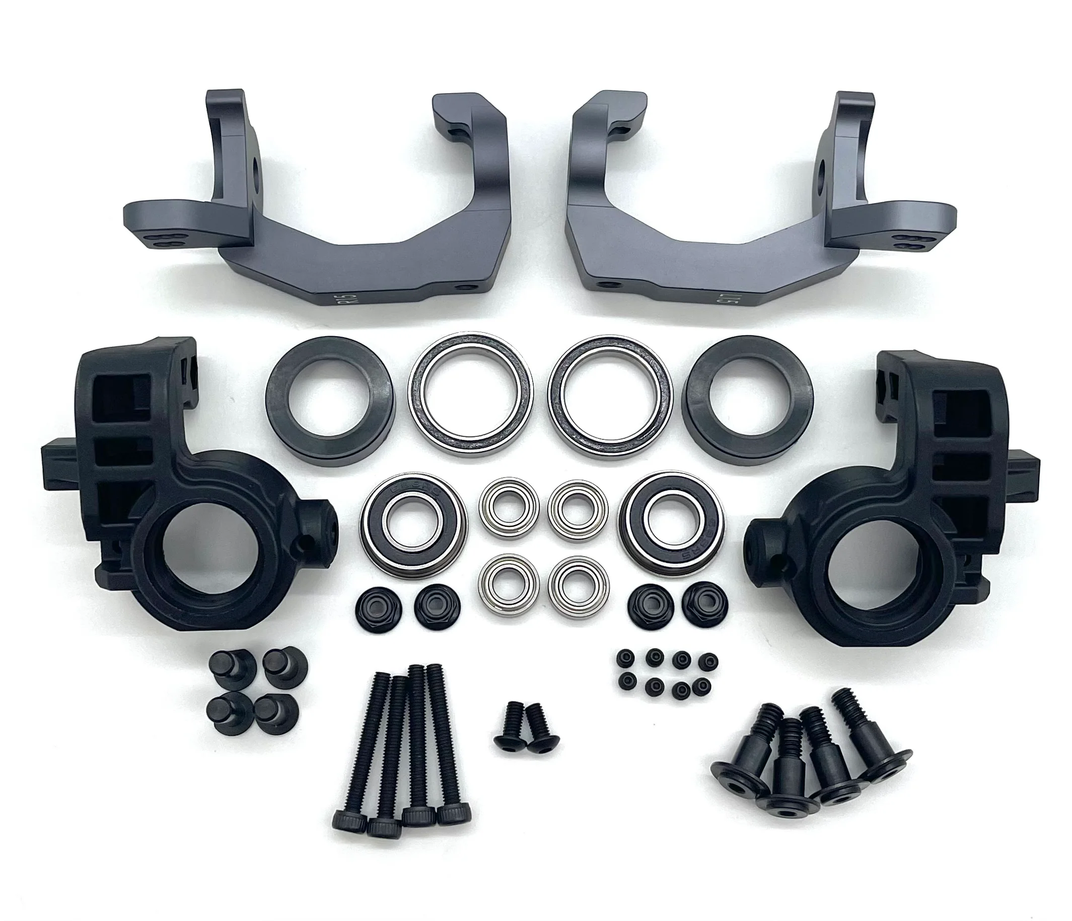Tekno ET48 FRONT SPINDLE and Carriers (Bag H) (spindle, carrier, bearings) TKR9600