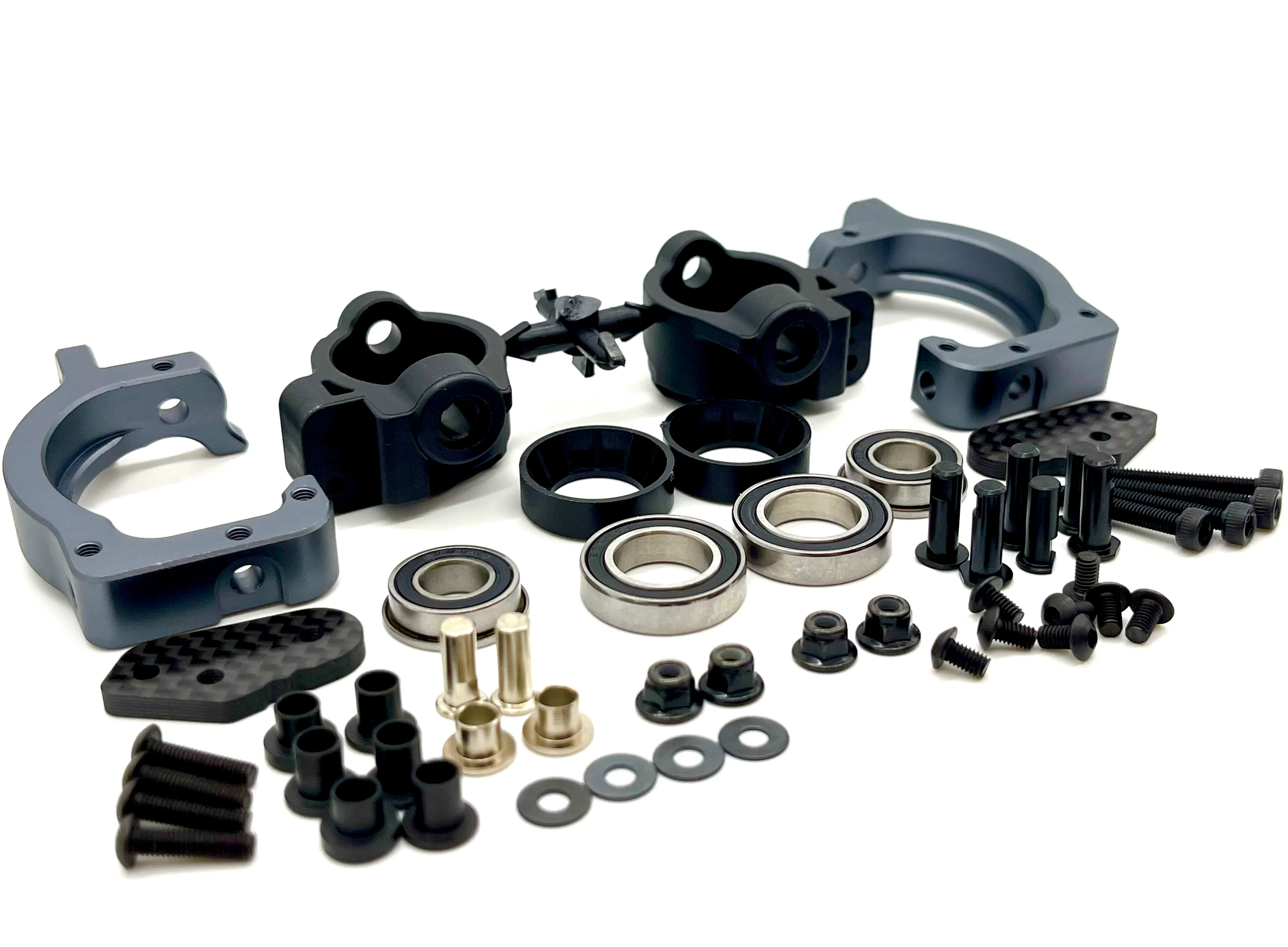 Tekno NT48 2.2 FRONT SPINDLE and Carriers (Bag I) (spindle, carrier, bearings) TKR9401 - Image 2