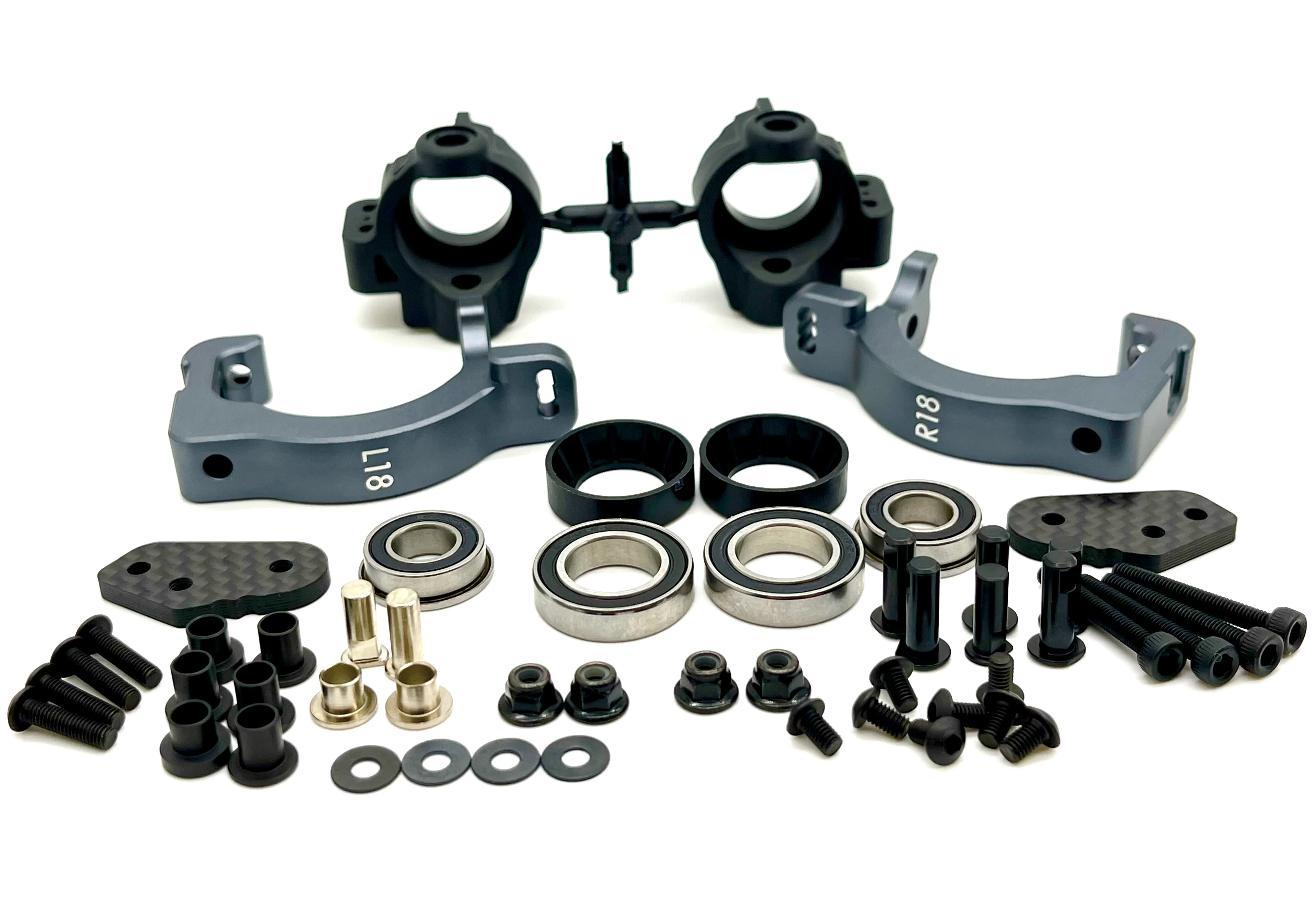 Tekno NT48 2.2 FRONT SPINDLE and Carriers (Bag I) (spindle, carrier, bearings) TKR9401 - Image 3