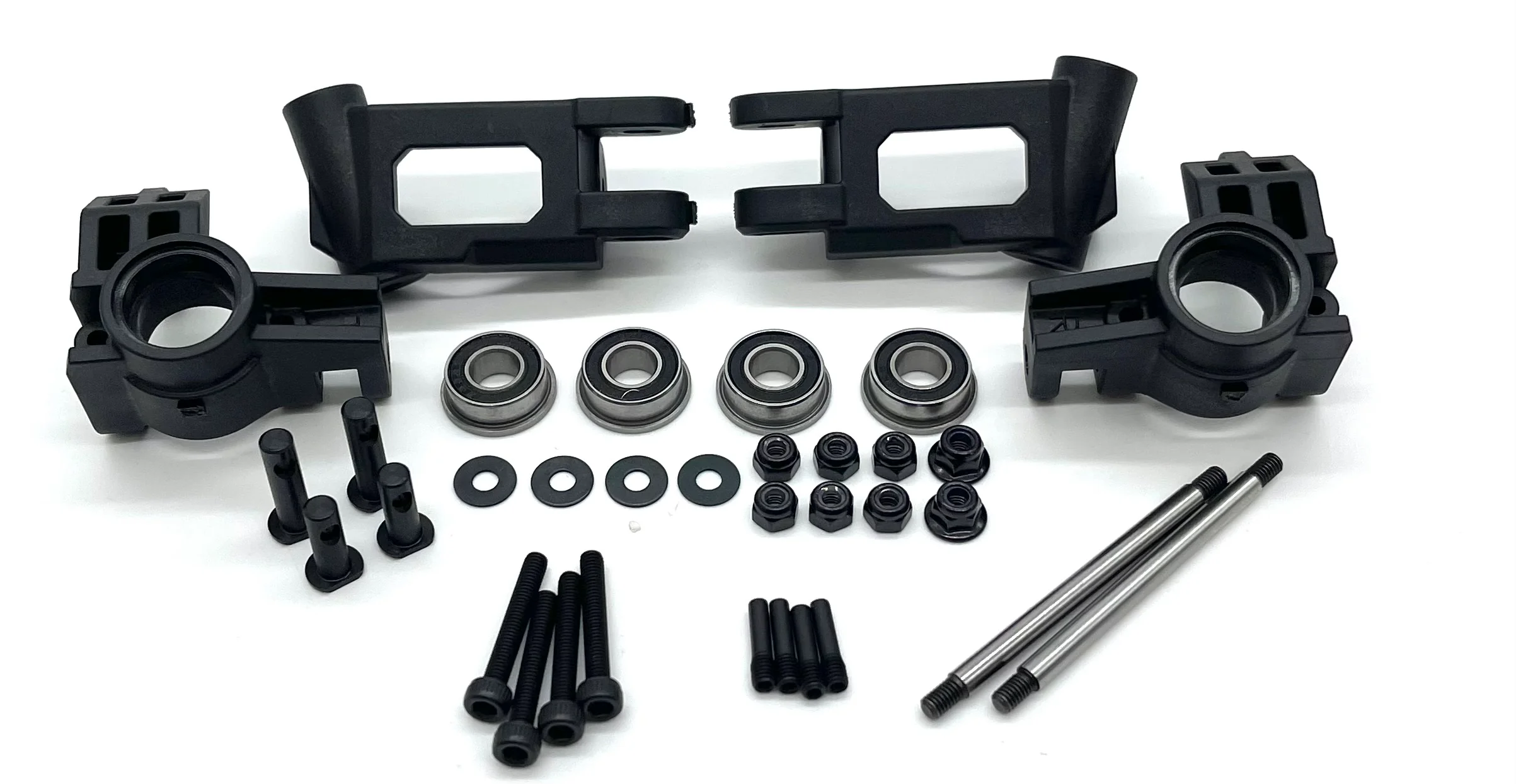 Tekno SCT410 2.0 FRONT SPINDLE and Carriers (Bag H) (Shaft, spindle, carrier, bearings, hubs TKR9500