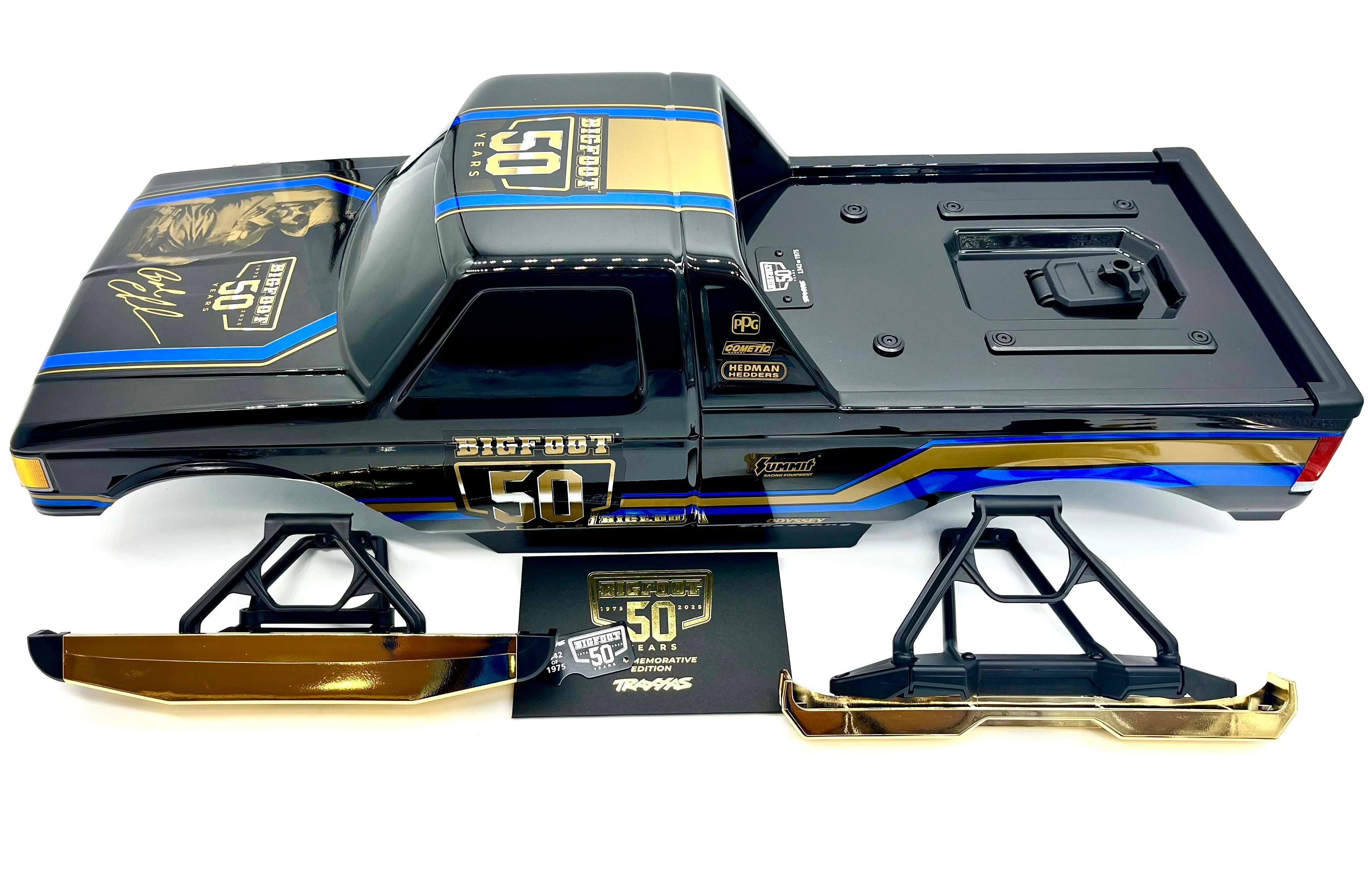 X-MAXX MT BIGFOOT BODY (#318) Shell & bumper BLACK Limited Ed 50th Traxxas 77097-4 - Image 3