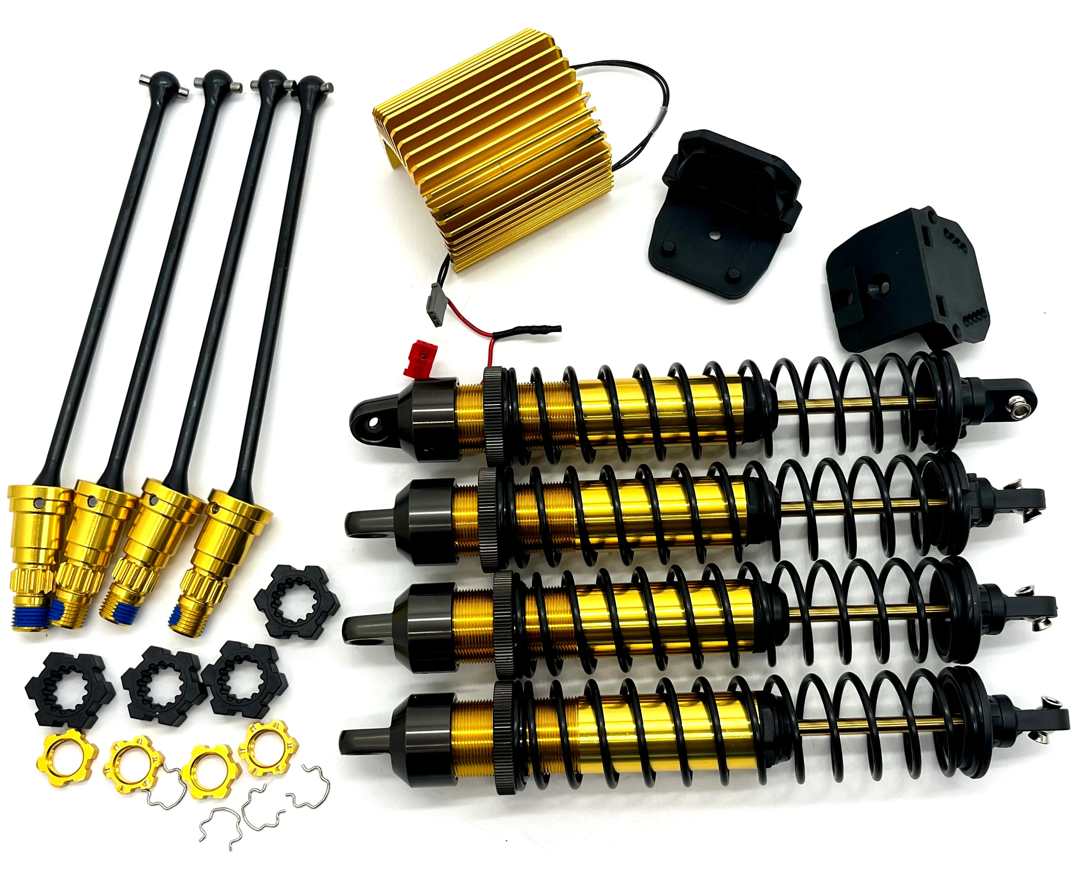X-MAXX MT BIGFOOT Driveshaft, shocks, heat sink GOLD Ed 50th Traxxas 77097-4 - Image 2