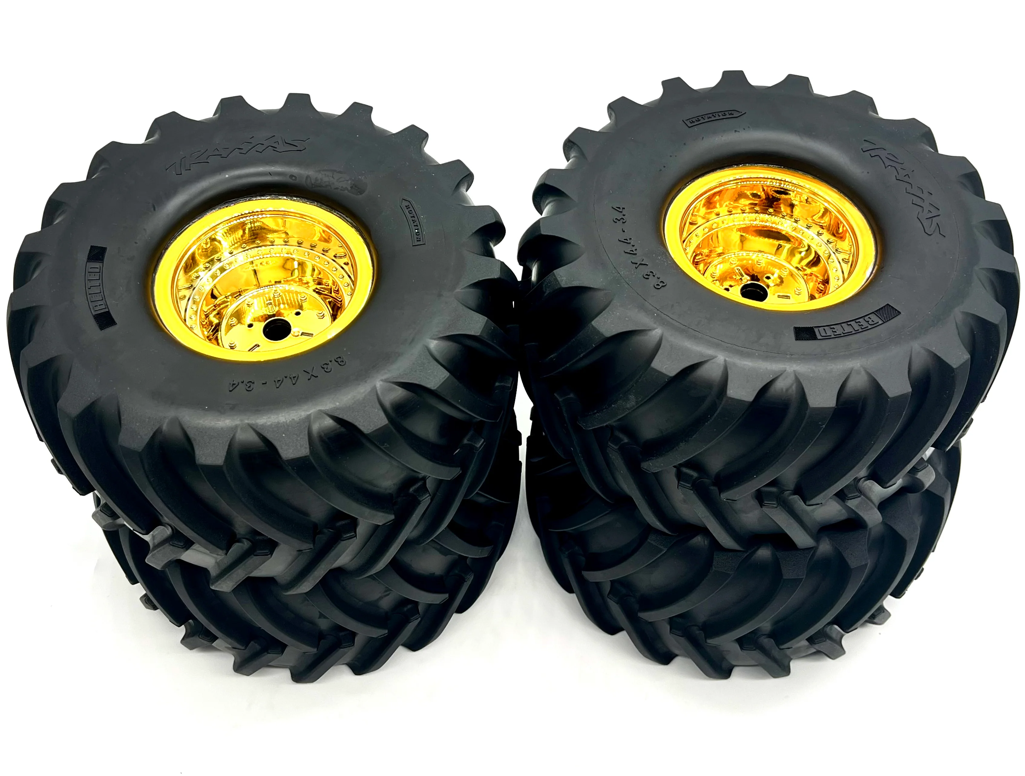 X-MAXX MT BIGFOOT GOLD WHEELS & Tires 50th Ed Factory Glued Traxxas 77097-4 - Image 2