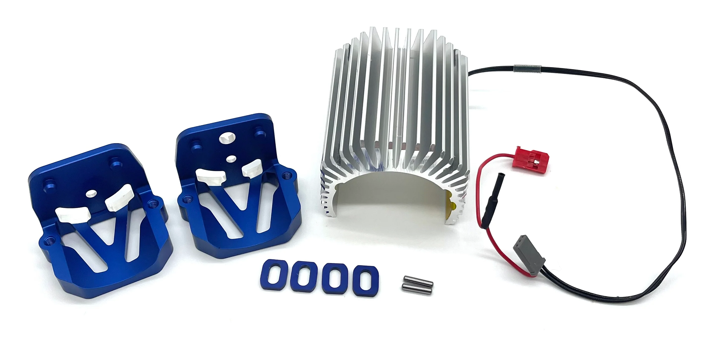 X-MAXX Ultimate Aluminum Heat Sink & Blue Motor Mounts (Velineon brushless Traxxas 77097-4