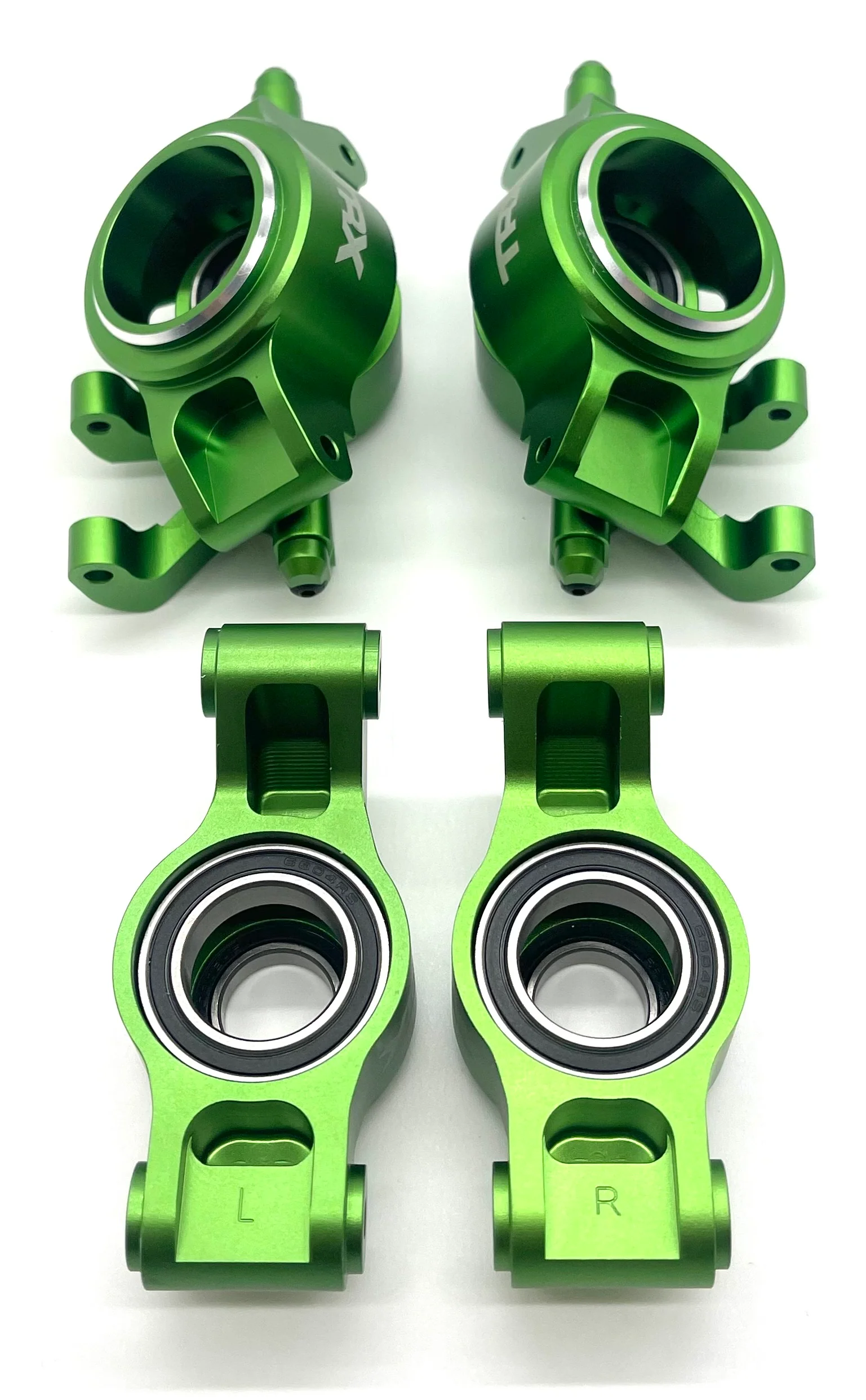 X-MAXX Ultimate Front Rear Hub GREEN Carriers Caster Steering Blocks & Bearings Traxxas 77097-4 - Image 2