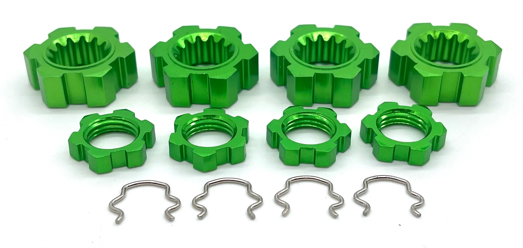 X-MAXX Ultimate Wheel Hubs, GREEN 17mm Splined serrated nuts Traxxas 77097-4 - Image 2