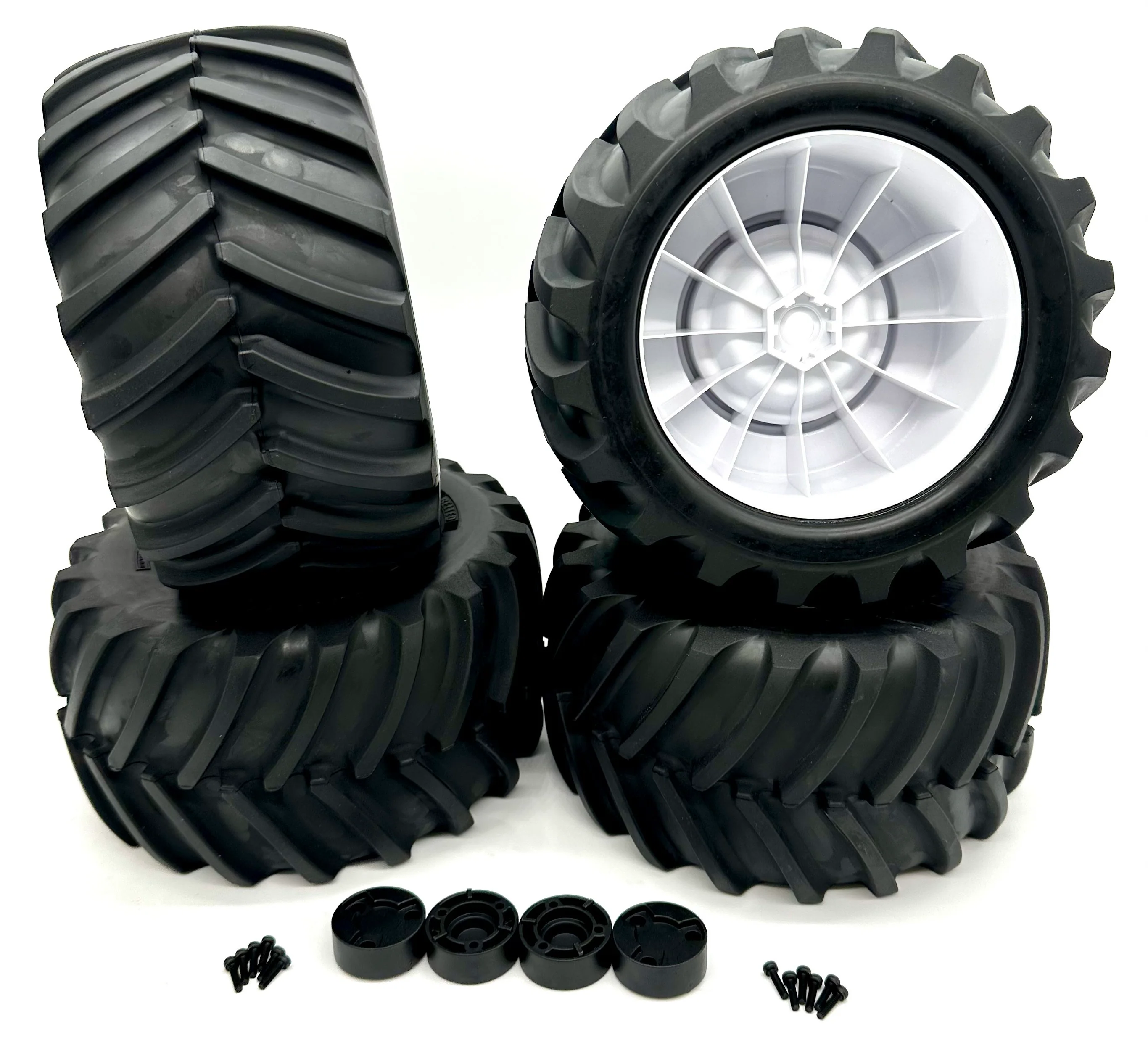X-MONSTER Wheels & Tires (White wheels Terra Groove Tires Assembled Belted (set 4) Traxxas 77036-4 - Image 2