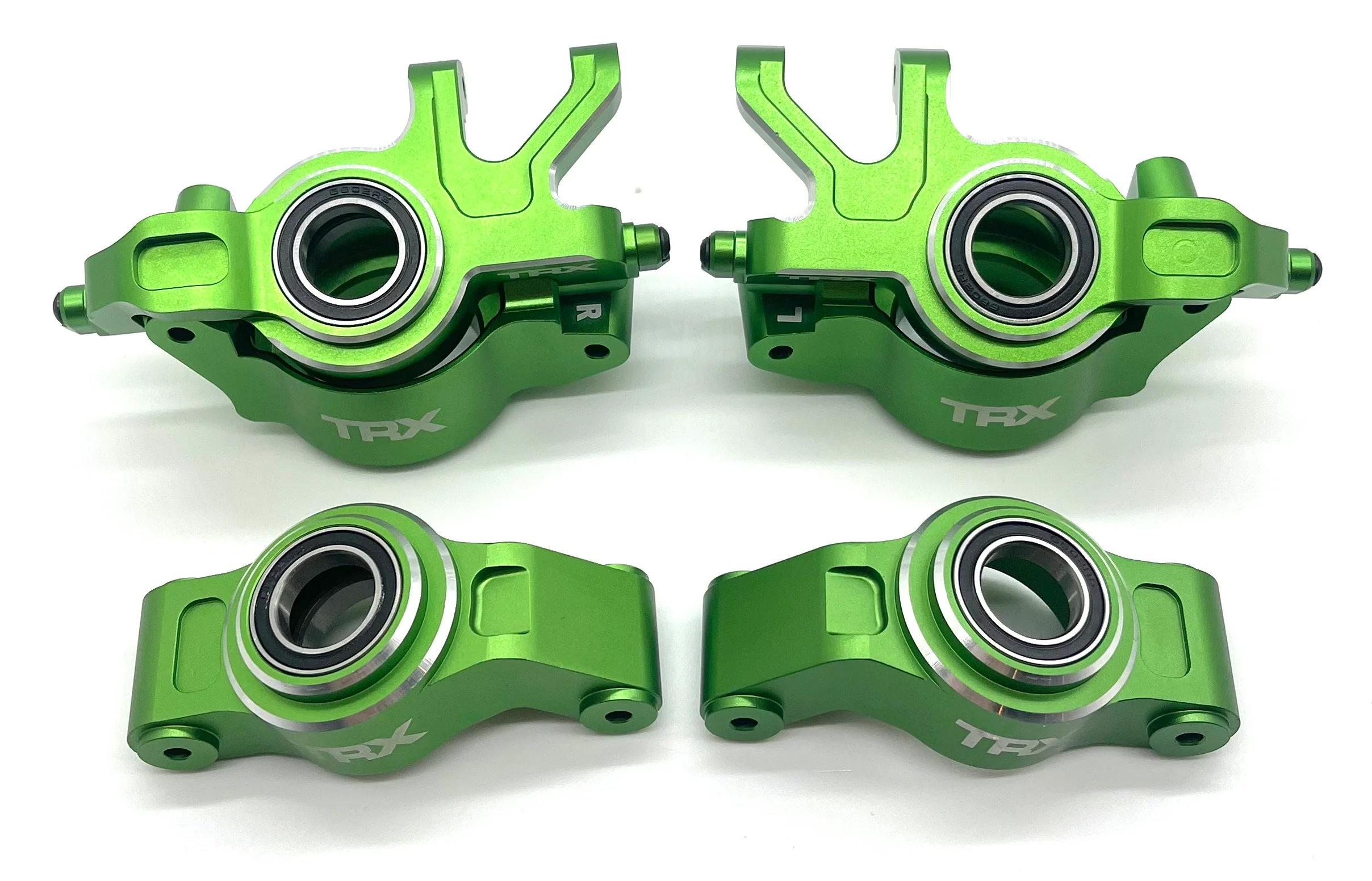 XRT Ultimate Front Rear Hub Carriers Caster Steering Blocks & Bearings Green Traxxas 78097-4