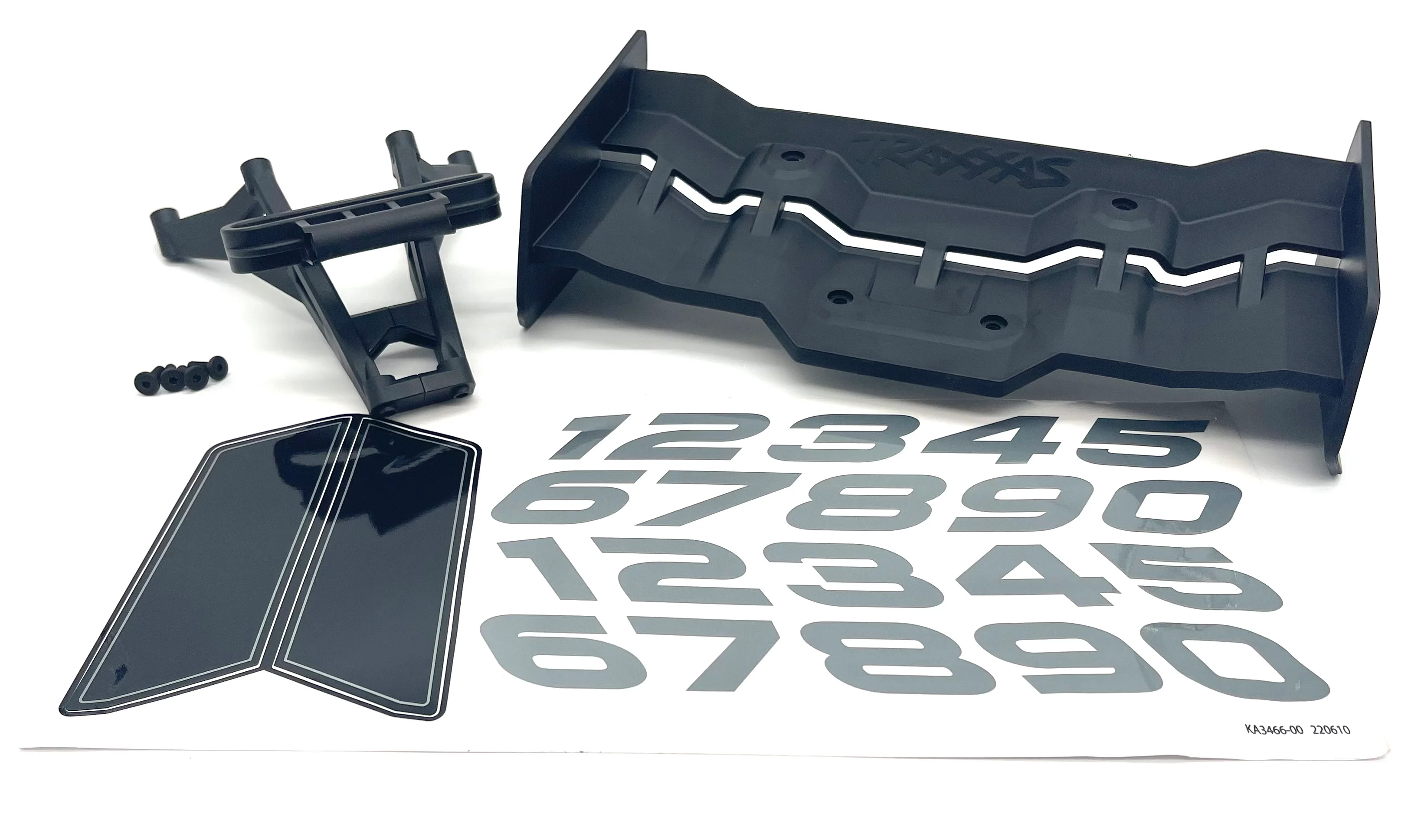 XRT Ultimate Wing & Mount Set, decals screws black spoiler Traxxas 78097-4